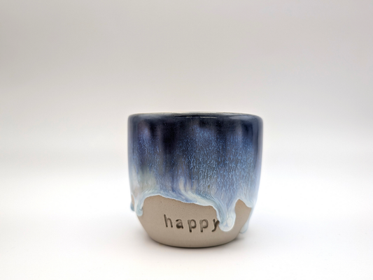Tasse WordMOMENT "happy.", blau