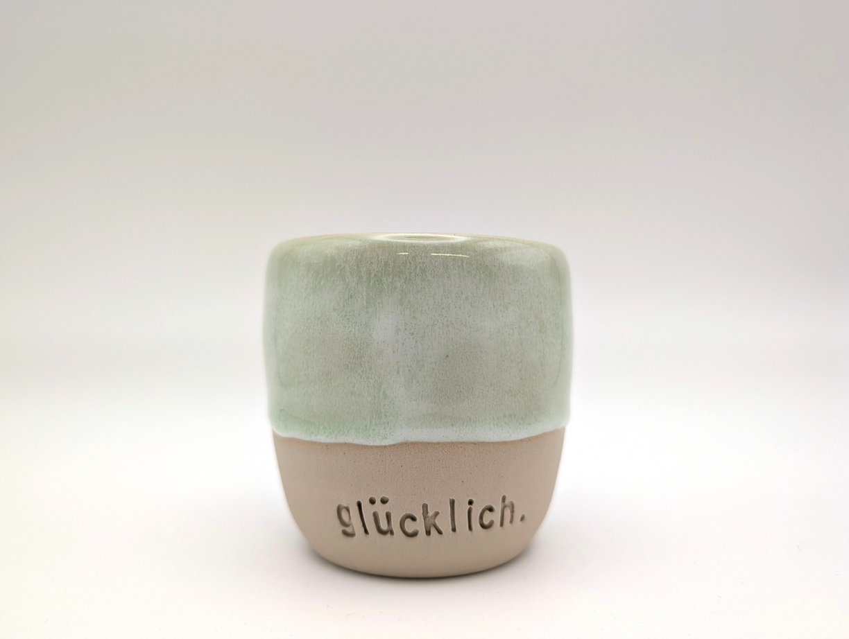 Tasse WortMOMENT "glücklich.", grün