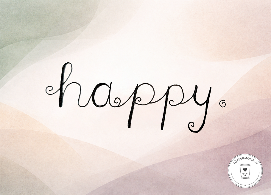 Tasse WordMOMENT "happy.", blau